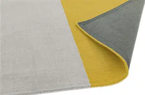 Mustard Geometric Handmade Luxurious Modern Wool Rug Easy to clean Living Room and Bedroom-120cm X 170cm