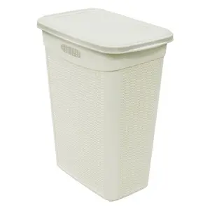 Plastic Laundry Hamper with Handles White