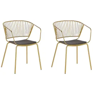 Set of 2 Dining Chairs RIGBY Metal Gold