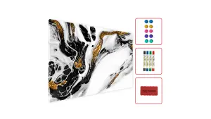 ALLboards Magnetic Boards MetalBoard GOLDEN WHITE MARBLE 90x60cm a Magnetic Metal Poster with an imprint for all types of magnets