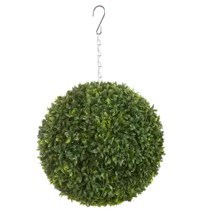 Best Artificial 23cm Green Olive Grass Hanging Basket Topiary Ball - Suitable for Outdoor Use - Weather & Fade Resistant