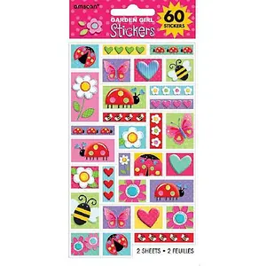 Amscan Garden Sticker Sheet (Pack of 60) Multicoloured (One Size)