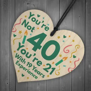 Red Ocean Funny Birthday Gifts For Women Novelty 40th Birthday Gift For Men Wooden Heart Sign Funny Birthday Card