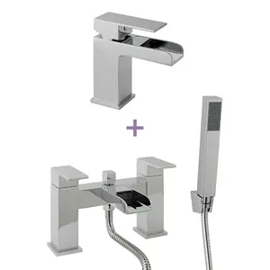 Trent Bath Shower Mixer & Basin Mixer Tap with Click Waste Chrome