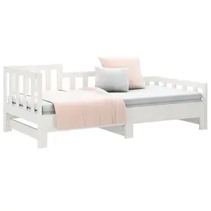 Berkfield Pull-out Day Bed White 2x(90x190) cm Solid Wood Pine