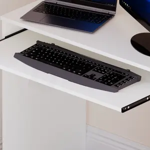 Vida Designs Huby White Computer Desk Workstation with Keyboard Tray