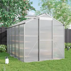 Silver Garden Plants Grow House with Aluminium Frame Large Walk-In Green House with Door and Window