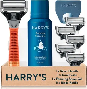 Harry's Men's Razor Set, Razor + 5 Razor Blades + Shaving Cream, Harry's Razor Blade Refills Use 5 Blade Design For Smoother Shaving, Travel Size