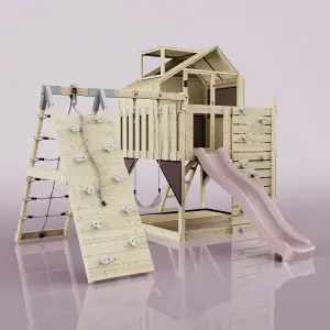 PolarPlay Kids Climbing Tower & Playhouse with Swing and Slide - Climb & Swing Ragna Rose