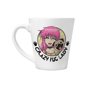 Grindstore Crazy Pug Lady Latte Mug White (One Size)