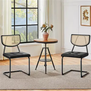 Yaheetech 2pcs Modern Armless Dining Chairs with Mesh Rattan Back