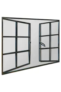 MirrorOutlet The Kirkby Rustic Metal Rectangle Shaped Decorative Window Effect Wall Mirror 100CM X 73CM