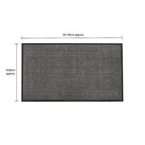 JVL Heavy Duty Barrier Door Mat, 80x140cm, Grey/Black