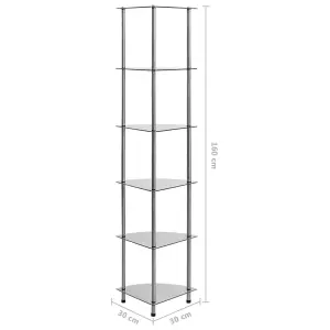 Berkfield 6-Tier Shelf Transparent 30x30x160 cm Tempered Glass