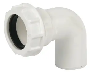 FloPlast Universal 219452 White Compression 90° Waste pipe Bend (Dia)40mm