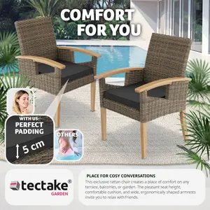 Garden Chair Rosarno - polyrattan with wooden frame, weather and UV-resistant - nature