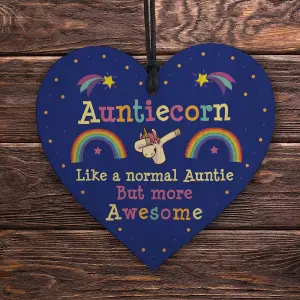 Red Ocean Unicorn Gift For Auntie Aunt Auntie Birthday Gifts Novelty Gift For Her Wooden Heart