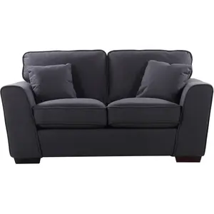 Chelsea 164cm Wide Charcoal Grey Herringbone Fabric 2 Seat Sofa with Scatter Cushions Included