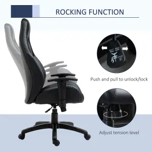 Vinsetto High Back Executive Office Chair Gaming Recliner w/ Footrest, Black