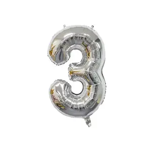 Realmax 3 Number Balloon Silver (One Size)