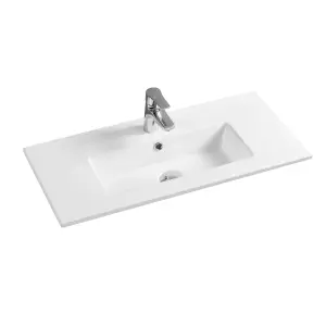 4024A Ceramic 80cm x 35cm Thin-Edge Inset Basin with Rectangular Bowl