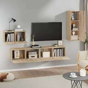 Berkfield 4 Piece TV Cabinet Set Sonoma Oak Engineered Wood