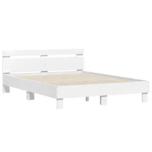 Berkfield Bed Frame with LED without Mattress White 140x190 cm