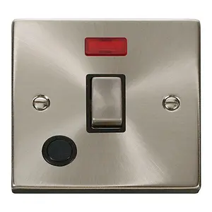 Satin / Brushed Chrome 1 Gang 20A Ingot DP Switch With Flex With Neon - Black Trim - SE Home