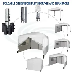 MCC Direct Gazebo 3x3 Pop up with Sides White