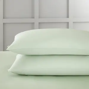 Bianca Fine Linens 400 Thread Count Cotton Sateen Standard 50x75cm Pack of 2 Pillow cases with envelope closure Green