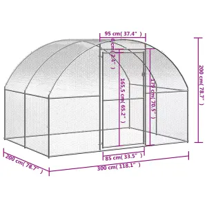 Outdoor Chicken Coop 3x2x2 m Galvanised Steel