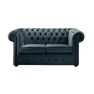 Chesterfield 2 Seater Fabric Malta Peacock 04 Sofa