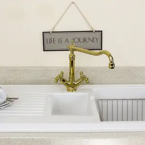 Astini Traditional English Gold Twin Handle Kitchen Sink Mixer Tap 25441G