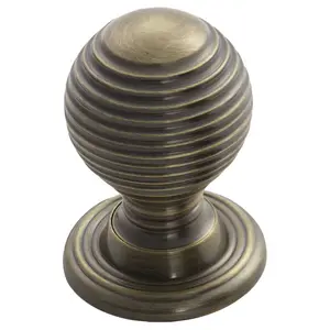 2x Textured Reeded Ball Cupboard Door Knob 23mm Dia Florentine Bronze Handle