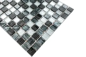 Glass mosaic on mesh for bathroom or kitchen 300mm x 300mm - Storm