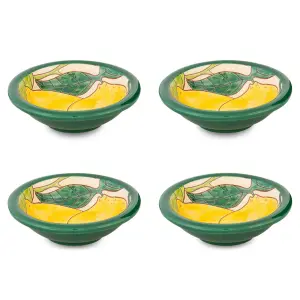 Signature Lemons Hand Painted Ceramic Kitchen Dining Set of 4 Tapas Bowls (Diam) 10cm