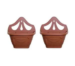 2 x Small 31cm Venetian Wall Planter Basket Garden Pot Plastic Terracotta Colour