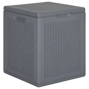 Berkfield Garden Storage Box Grey PP Rattan 90 L