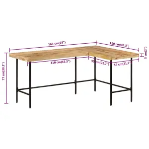 Berkfield Desk 165x110x77 cm Solid Wood Mango and Iron