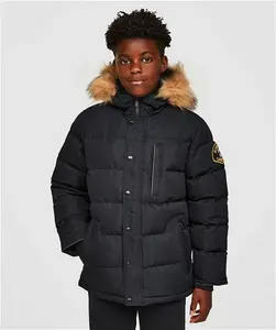 Zavetti Canada Junior Oshawa 3.0 Puffer Parka Jacket Jet Black - Size L/B