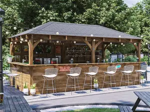 Garden Bar Wooden Outdoor Bar Gazebo Full Length Counter 6m x 3m Leviathan