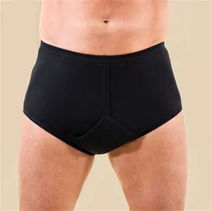 Men's Washable Incontinence Y-Front Black (220Ml) XL - Absorbent Pants With Built In Pad