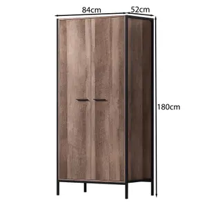 2 Door Wardrobe Black Metal Industrial Inspired Design