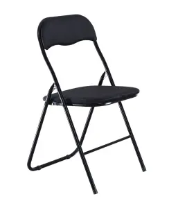 URBNLIVING 79cm Height 6 Pcs Folding Lightweight Portable Metal Frame Black Ribcord Chair Set