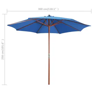 Berkfield Parasol with Wooden Pole 300x258 cm Blue