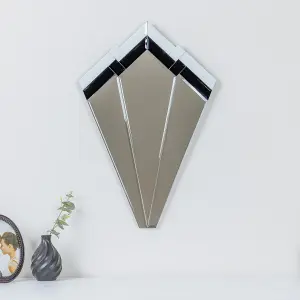 Melody Maison Black & White Glass Art Deco Fan Wall Mirror 60cm x 40cm