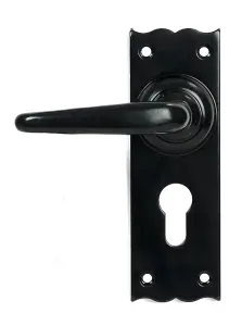 Black Oak Lever Euro Lock Handle Set