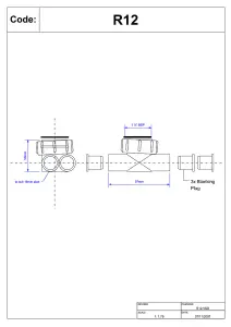 McAlpine R12 Four Way Connector 1" loose nut x four connections for 19mm pipe, supplied with 3 Plugs