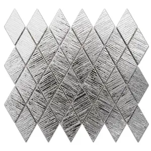 Glass mosaic on mesh for bathroom or kitchen 25cm x 29.2cm - Diamond Silver Metallic