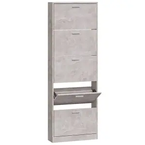 Shoe Cabinet Concrete Grey 59x17x169 cm Engineered Wood